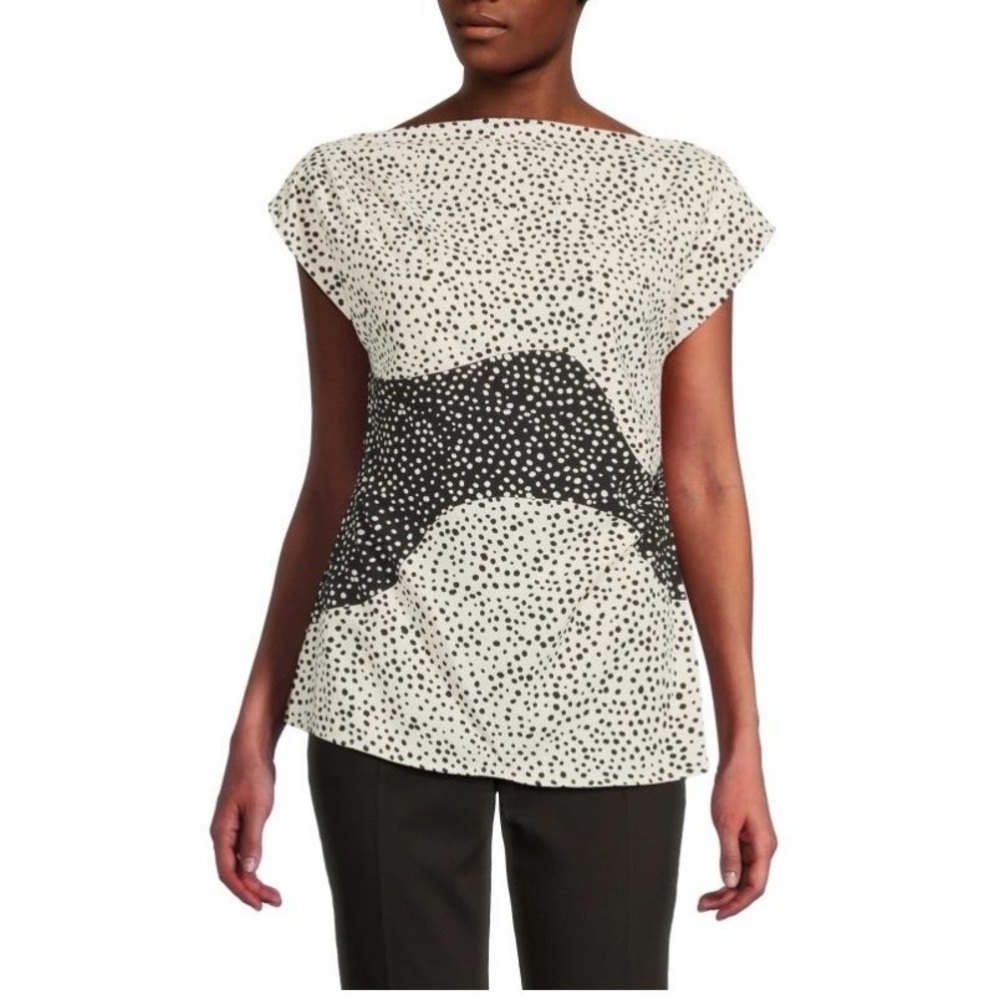 Halston Black and White Polka Dot Blouse